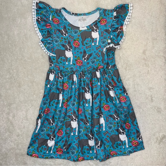 Boston terrier boutique dress girls size small/3T - Picture 1 of 6